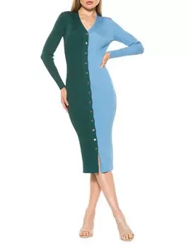 Облегающее платье Midaxi на пуговицах в рубчик Alexia Admor, цвет Emerald Blue