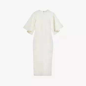 Облегающее платье миди эластичной вязки Lounia с рифлеными рукавами Ted Baker, белый