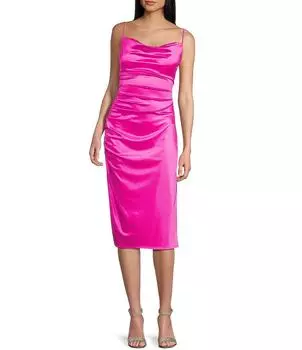 Облегающее платье миди B. Darlin с воротником-хомутом, розовый