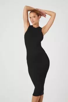 Облегающее платье миди из трикотажного свитера Forever 21, черный