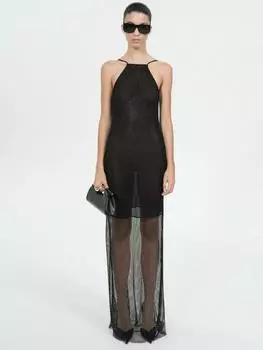 Облегающее платье миди malla Mango, черный