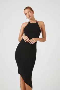 Облегающее платье миди с бретелькой-свитером Forever 21, черный