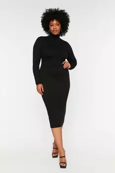 Облегающее платье миди с длинными рукавами больших размеров Forever 21, черный