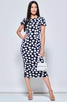 Облегающее платье миди с коротким рукавом Jolie Moi, синий