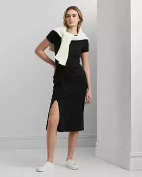 Облегающее платье миди с короткими рукавами Lauren Ralph Lauren, черный