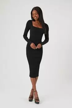 Облегающее платье-миди-свитер Forever 21, черный