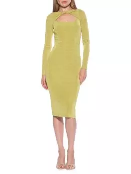 Облегающее платье миди Tanya с закрученной передней частью Alexia Admor, цвет Chartreuse