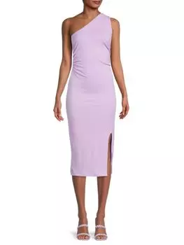 Облегающее платье миди в рубчик на одно плечо Renee C., лаванда