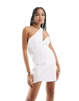 Облегающее платье мини на одно плечо ASOS DESIGN цвета слоновой кости
