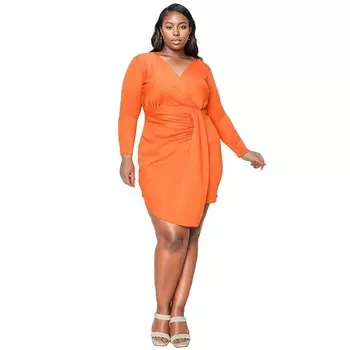 Облегающее платье размера плюс с запахом Raven L I V D, цвет Tangerine