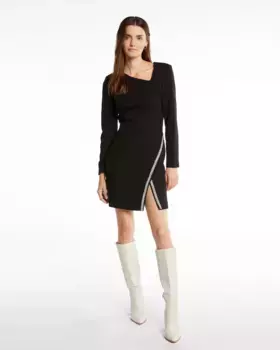 Облегающее платье с асимметричным вырезом Morgan, черный