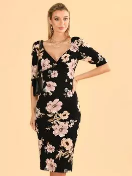 Облегающее платье с цветочным принтом Jolie Moi, черный