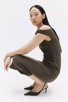 Облегающее платье с драпировкой H&M, зеленый