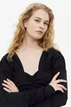 Облегающее платье с драпировкой H&M, черный