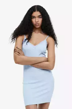 Облегающее платье с кружевной отделкой H&M, синий