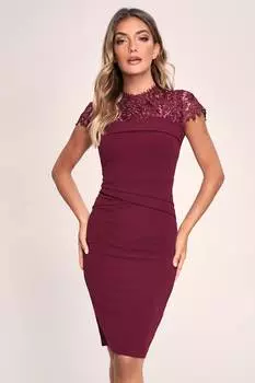 Облегающее платье с кружевным верхом Lipsy, красный