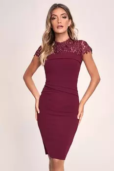 Облегающее платье с кружевным верхом Lipsy, черный