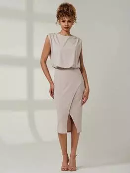 Облегающее платье с многоуровневой драпировкой от kira Jolie Moi, серо-коричневый