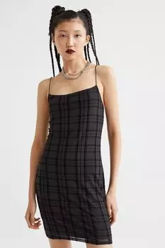 Облегающее платье с открытой спиной H&amp;M, черный/сетка