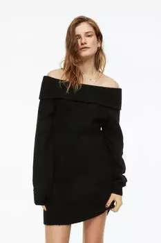 Облегающее платье с открытыми плечами H&amp;M, черный