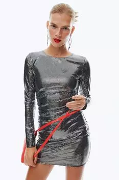 Облегающее платье с пайетками H&amp;M, серебристый