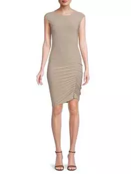 Облегающее платье с рюшами Bebe Taupe