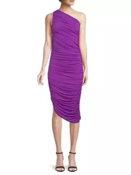 Облегающее платье с рюшами на одно плечо Renee C. Purple