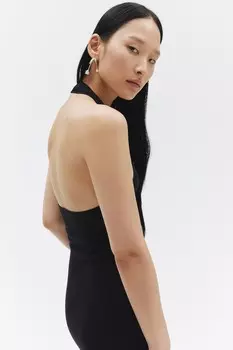 Облегающее платье с вырезом халтер H&M, черный