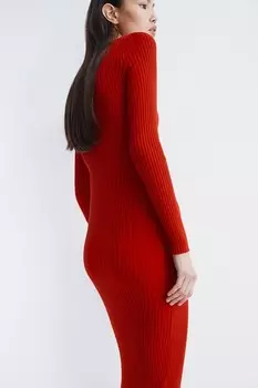 Облегающее платье с вырезом «лодочка» H&M, красный