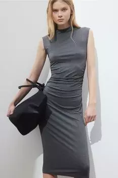 Облегающее платье со сборками H&M, серый