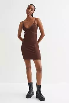 Облегающее платье в рубчик H&amp;M, коричневый
