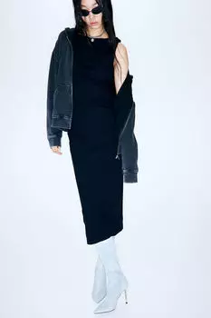 Облегающее платье в рубчик H&M, черный