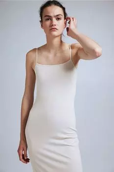 Облегающее платье в рубчик H&M, бежевый