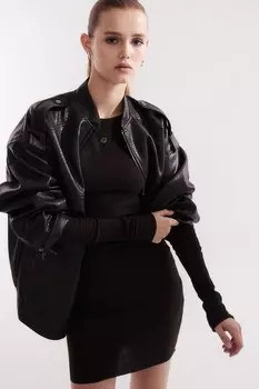 Облегающее платье в рубчик H&M, коричневый