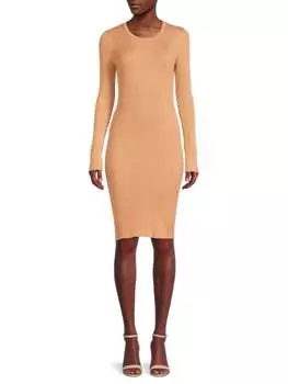 Облегающее платье в рубчик Saks Fifth Avenue Classic camel