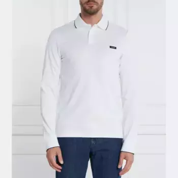 Облегающее поло с опрокидыванием растягивать пике Calvin Klein, белый