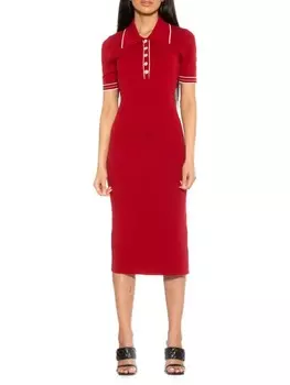 Облегающее повседневное платье dinah с воротником и пуговицами из искусственного жемчуга Alexia Admor Red