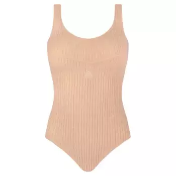 Облегающее шерстяное боди Patrizia Pepe, бежевый