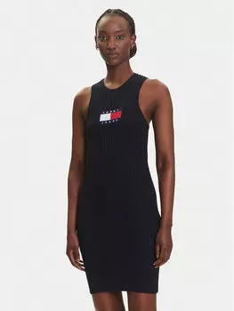 Облегающее трикотажное платье DW0DW20877 Tommy Jeans, черный
