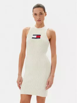Облегающее трикотажное платье DW0DW20877 Tommy Jeans, экрю