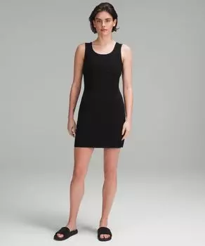 Облегающее трикотажное платье-майка Lululemon, черный