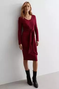 Облегающее трикотажное платье с завязками спереди Cutie London, красный