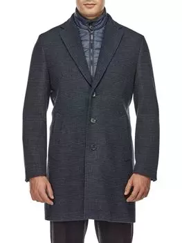 Облегающее верхнее пальто Glen из смесовой шерсти в клетку English Laundry, синий