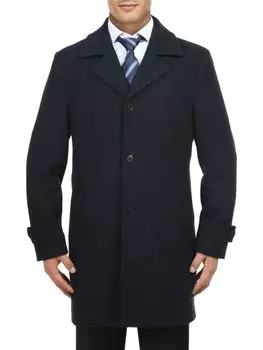 Облегающее верхнее пальто из смесовой шерсти и твила English Laundry, темно-синий