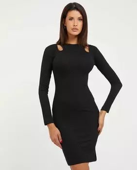 Облегающее женское платье с длинными рукавами Guess, черный