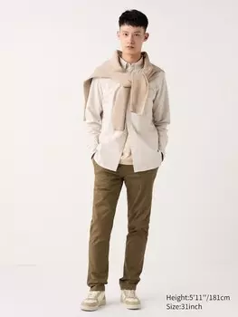 Облегающие брюки-чинос Uniqlo, коричневый