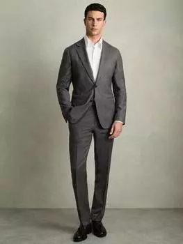 Облегающие брюки для костюма из смесовой шерсти degree Reiss, цвет Grey Melange