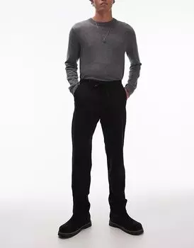 Облегающие брюки с регулируемой талией и шнурком черного цвета Mango