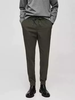 Облегающие брюки с регулируемым шнурком Mango, хаки