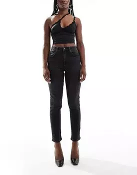 Облегающие джинсы mom fit comfort в выстиранном черном цвете ASOS DESIGN